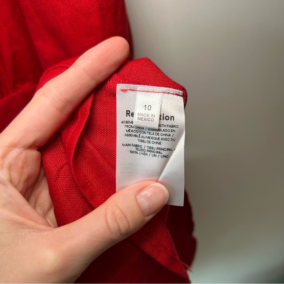 Reformation Simi Linen Dress Red Size 10 - Picture 6 of 12